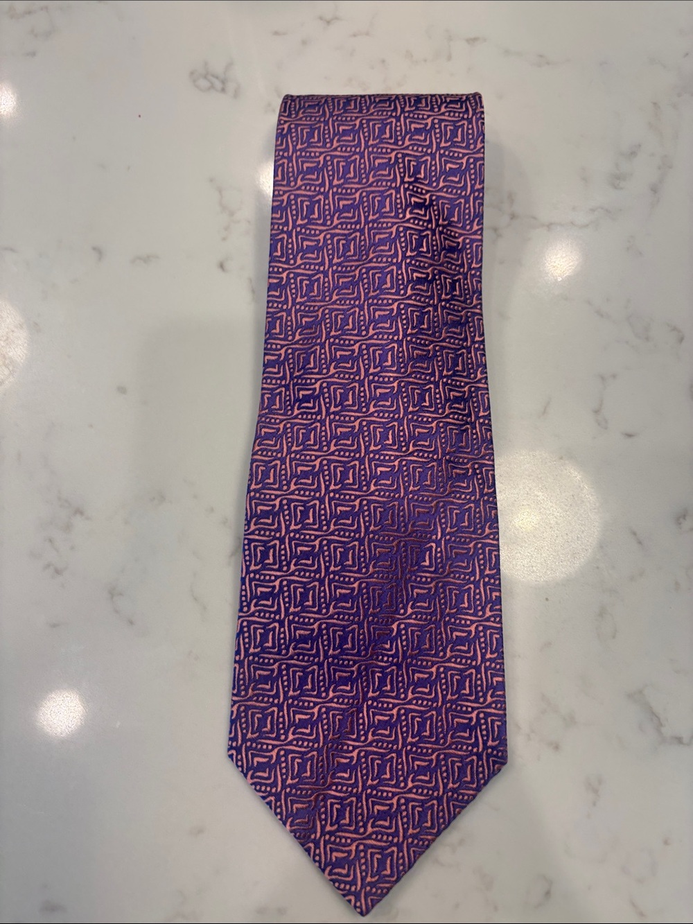 Charvet Men's Purple Patterned Silk Tie - Classic Geometric Design